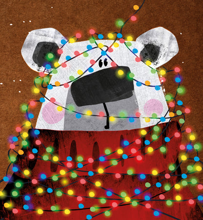Quitting Hollywood Christmas Card Polar Bear With Christmas Lights Funny Card