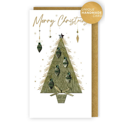 Box Of 4 Christmas Cards Luxury Champagne Hand-Finished Embellished Tree Design