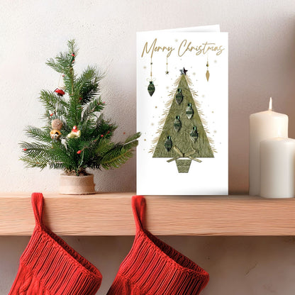 Box Of 4 Christmas Cards Luxury Champagne Hand-Finished Embellished Tree Design
