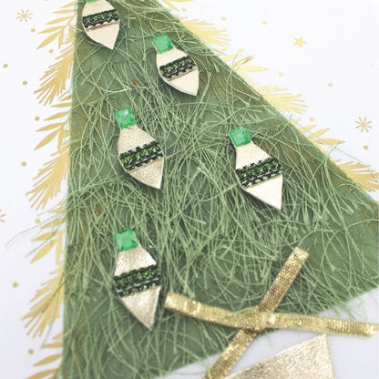 Box Of 4 Christmas Cards Luxury Champagne Hand-Finished Embellished Tree Design