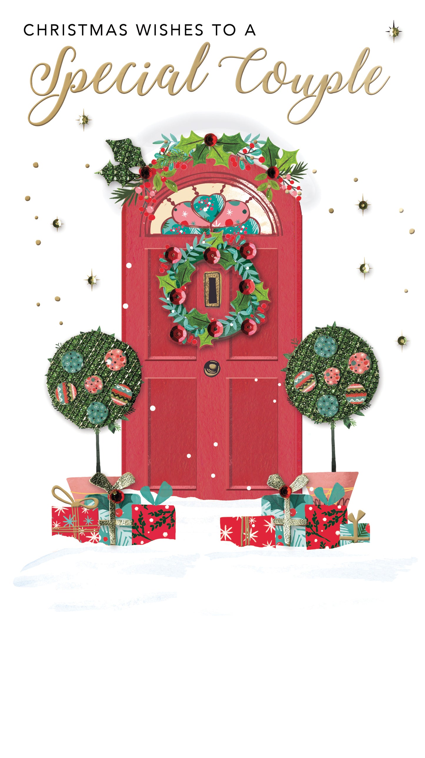 Embellished To A Special Couple Champagne Hand-Finished Christmas Greeting Card