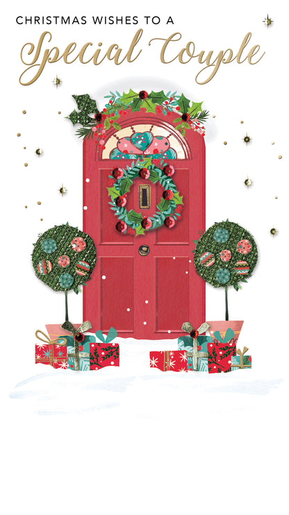 Embellished To A Special Couple Champagne Hand-Finished Christmas Greeting Card