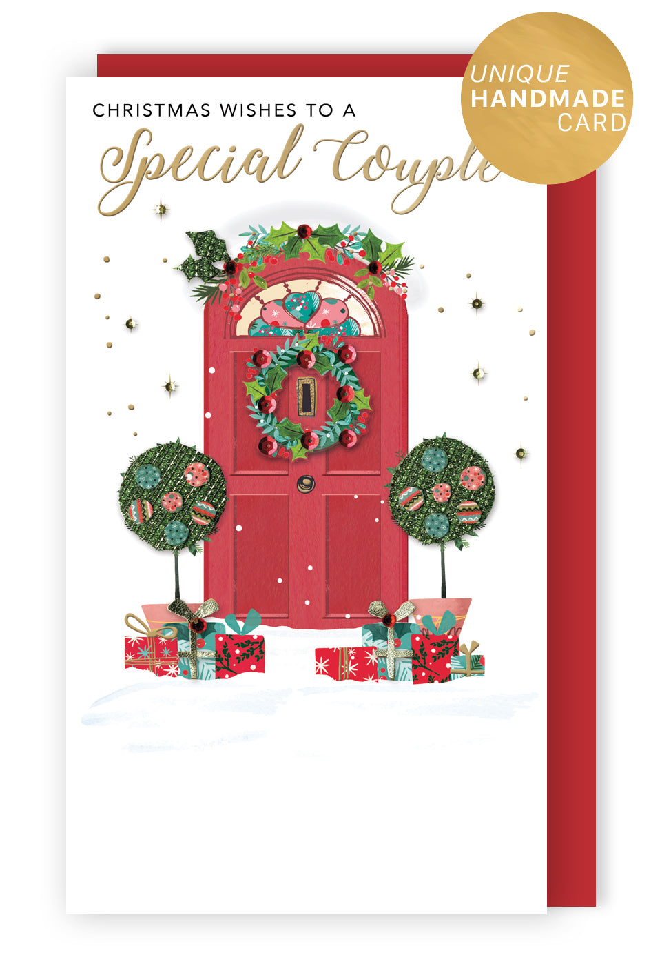 Embellished To A Special Couple Champagne Hand-Finished Christmas Greeting Card