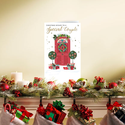 Embellished To A Special Couple Champagne Hand-Finished Christmas Greeting Card