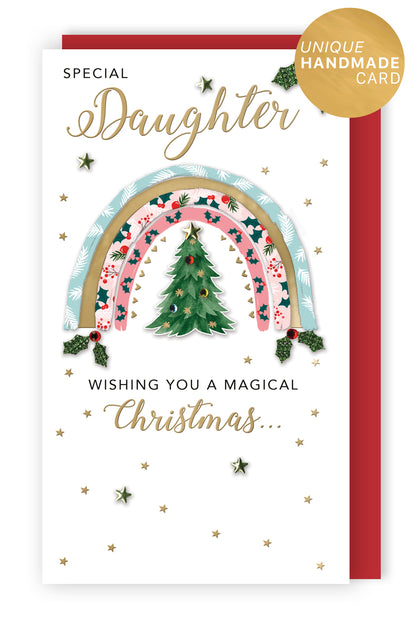 Embellished Daughter Magical Champagne Hand-Finished Christmas Greeting Card