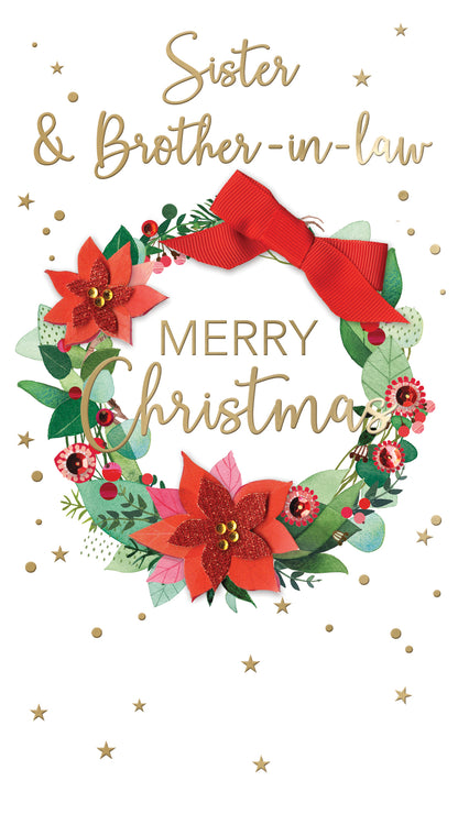 Embellished Sister & Brother-In-Law Champagne Hand-Finished Christmas Card