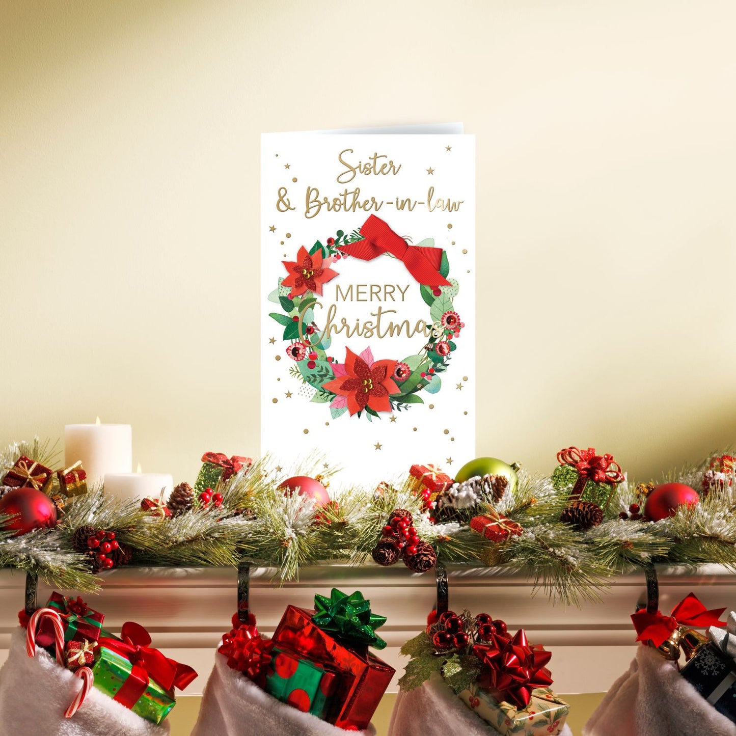 Embellished Sister & Brother-In-Law Champagne Hand-Finished Christmas Card