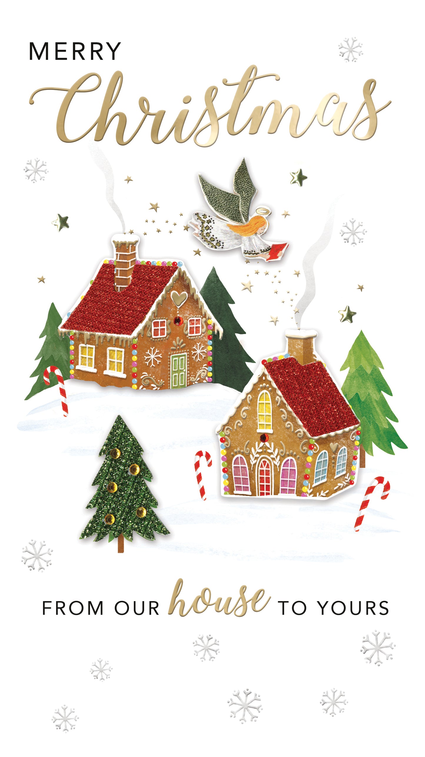 Embellished Our House To Yours Champagne Hand-Finished Christmas Greeting Card