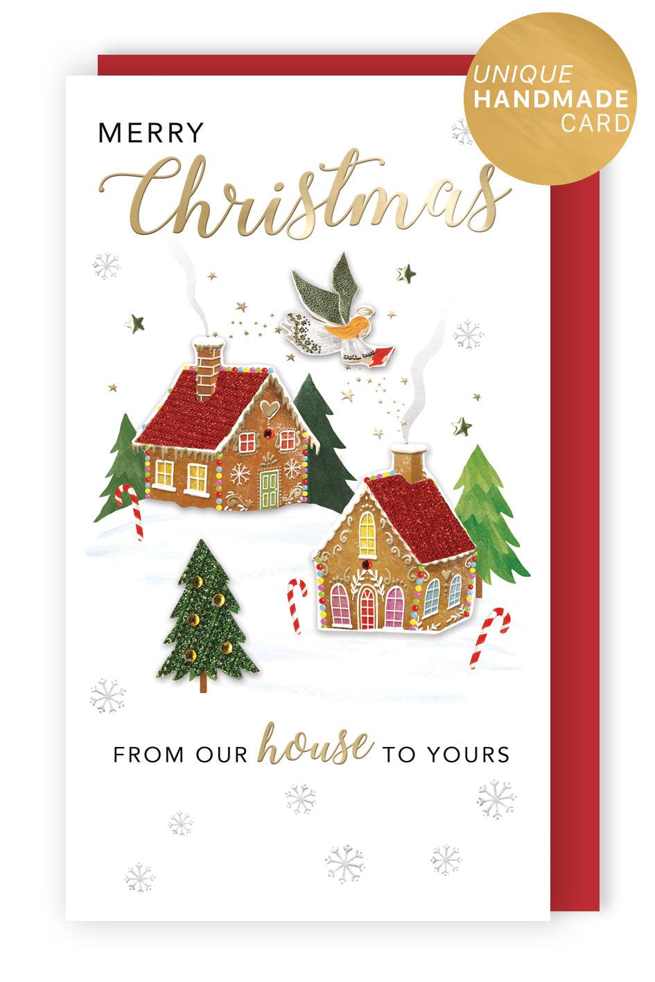 Embellished Our House To Yours Champagne Hand-Finished Christmas Greeting Card
