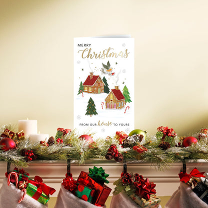 Embellished Our House To Yours Champagne Hand-Finished Christmas Greeting Card