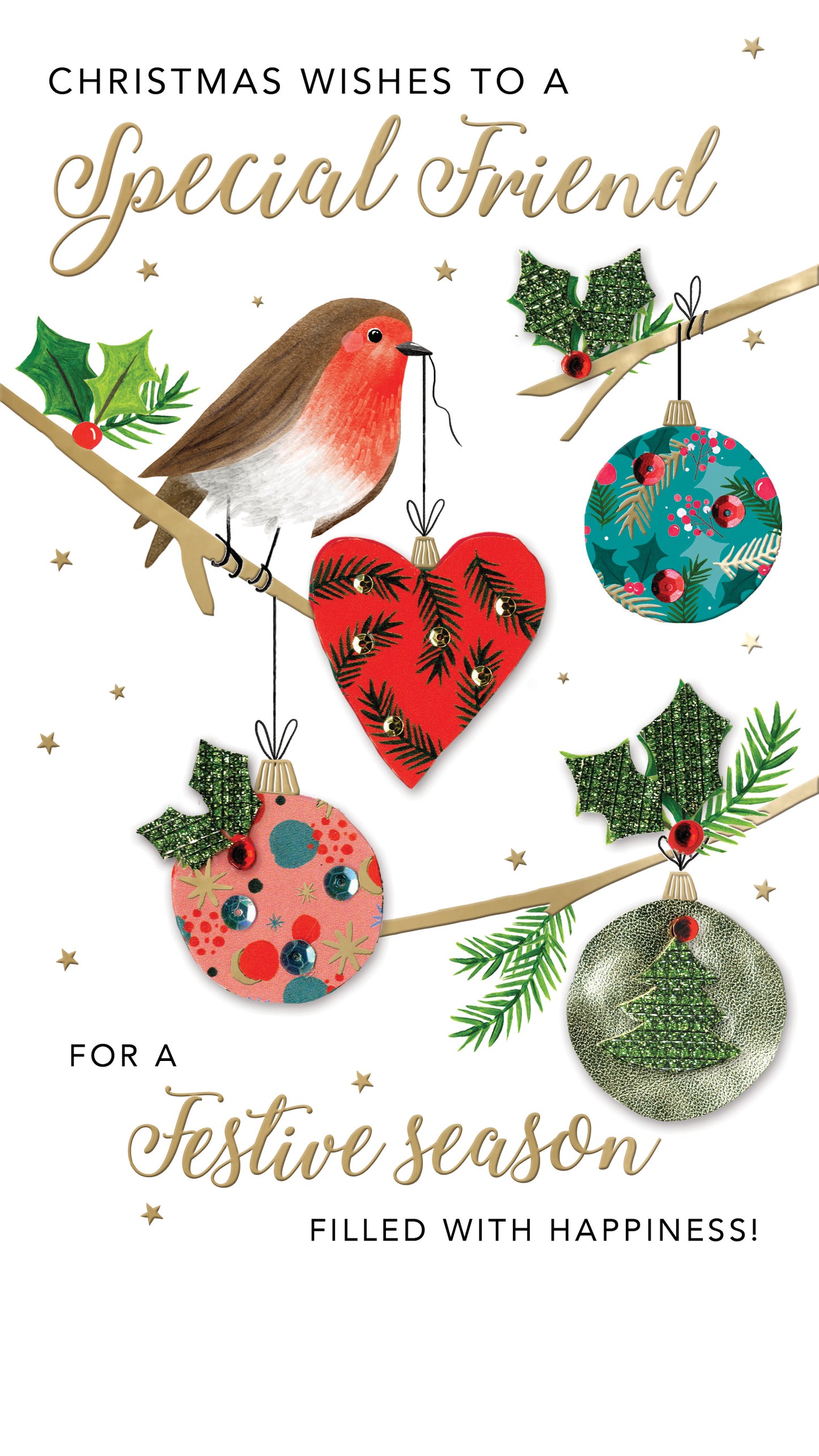 Embellished Special Friend Champagne Hand-Finished Christmas Greeting Card