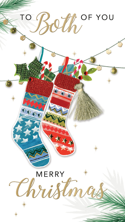 Embellished To Both Of You Champagne Hand-Finished Christmas Greeting Card