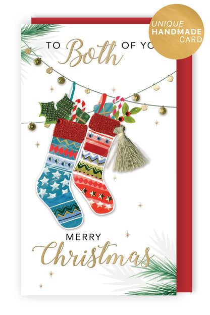 Embellished To Both Of You Champagne Hand-Finished Christmas Greeting Card