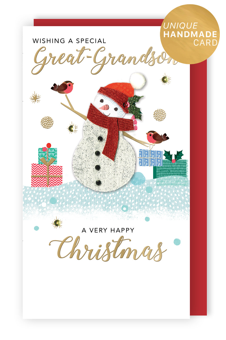 Embellished Great-Grandson Champagne Hand-Finished Christmas Greeting Card
