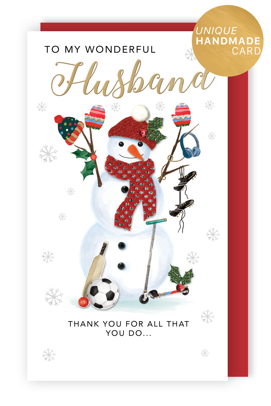 Embellished My Wonderful Husband Champagne Hand-Finished Christmas Greeting Card