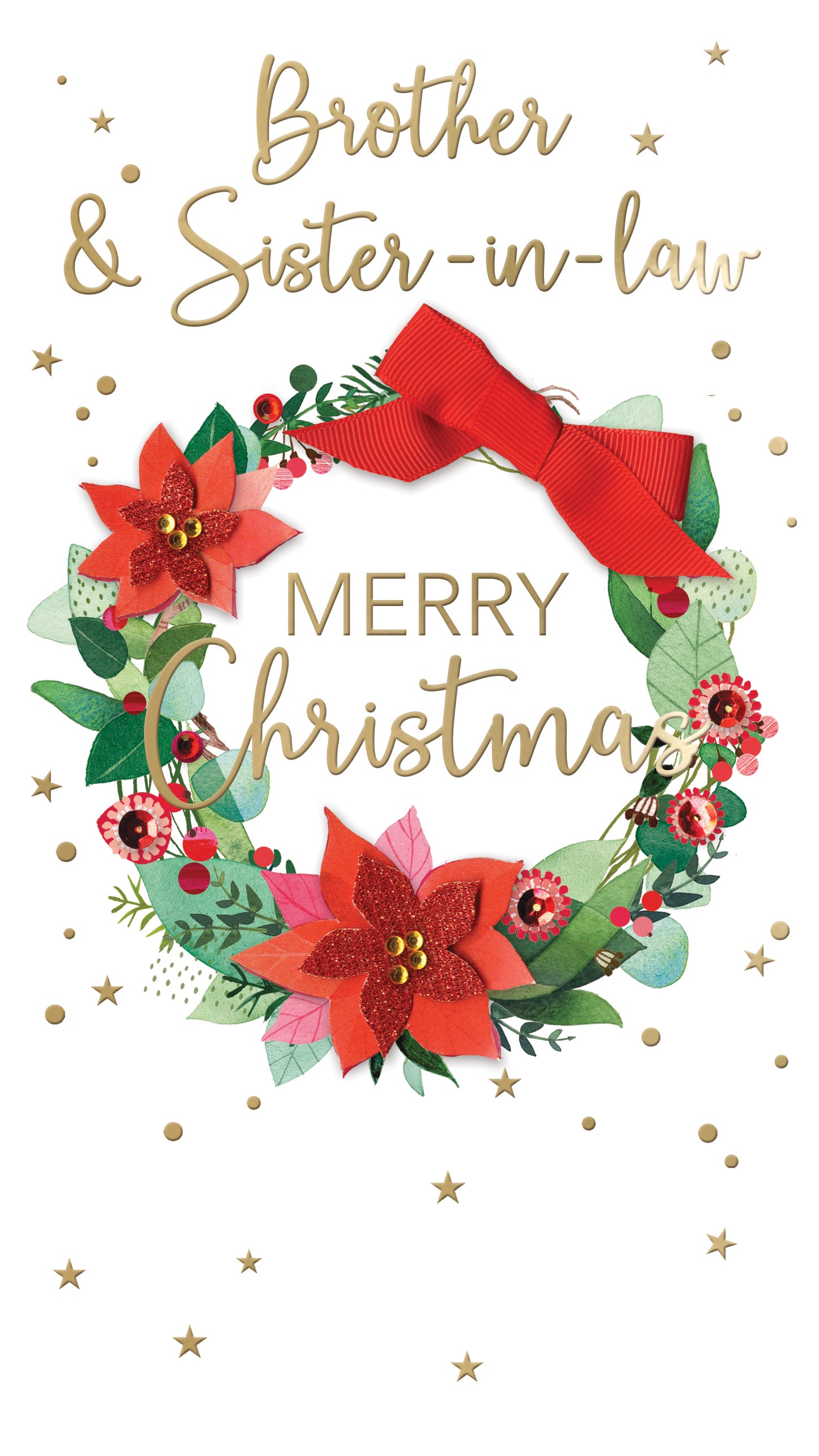 Embellished Brother & Sister-In-Law Champagne Hand-Finished Christmas Card