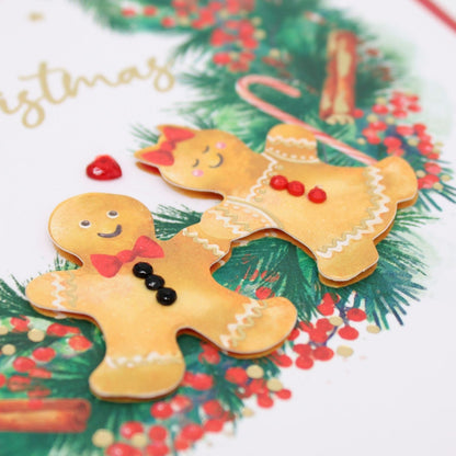 Daughter & Son-In-Law Christmas Card Hand-Finished Embellished Wreath Design