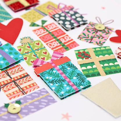 Daughter & Son-In-Law Christmas Card Hand-Finished Embellished Tree Gifts Design