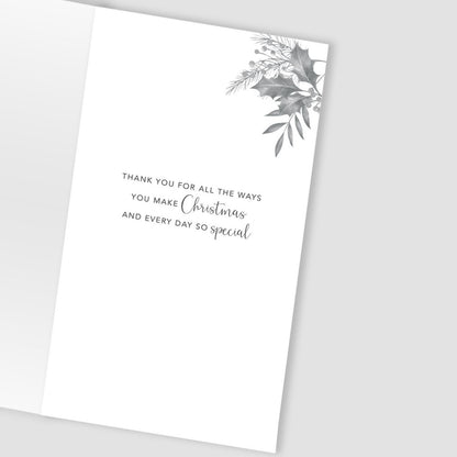 Mum Christmas Card Hand-Finished Embellished Hearts Balloon Design