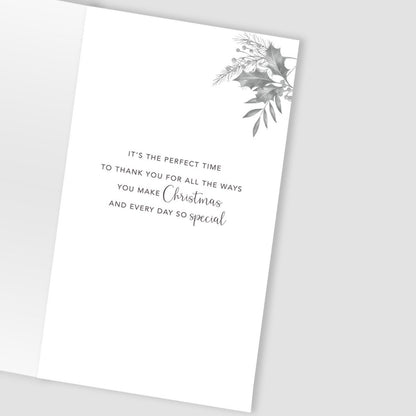 Mum & Dad Christmas Card Hand-Finished Embellished Festive Xmas Tree Design