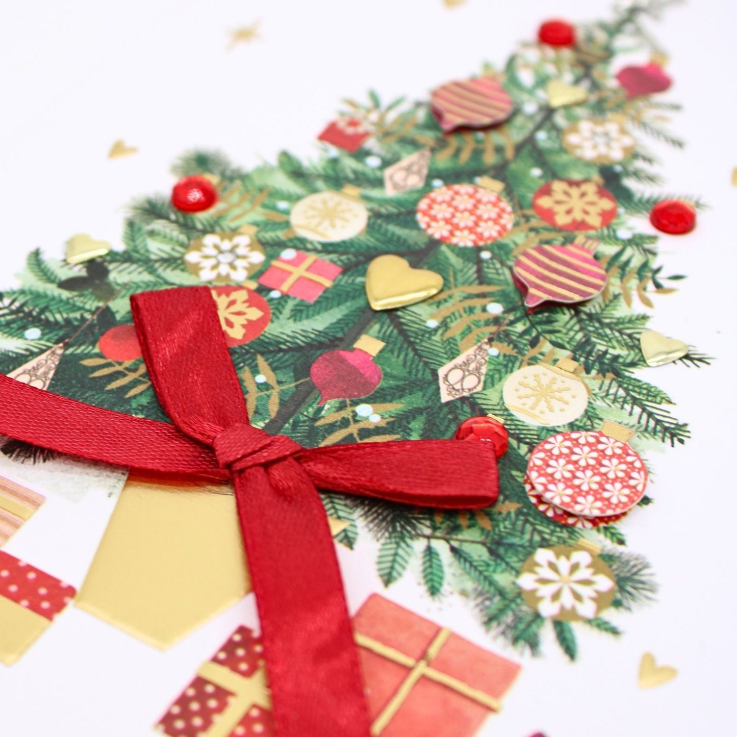 Mum & Dad Christmas Card Hand-Finished Embellished Festive Xmas Tree Design