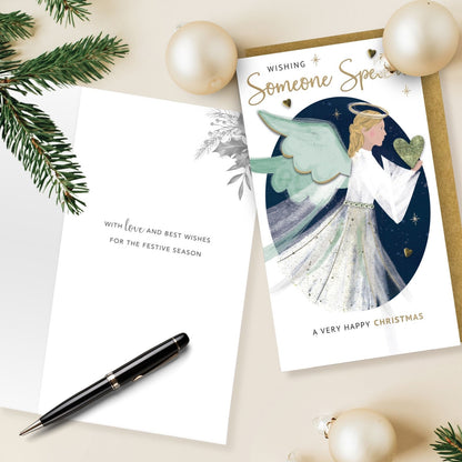 To Someone Special Christmas Card Hand-Finished Embellished Angel Design