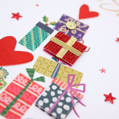 To Someone Special Christmas Card Hand-Finished Embellished Tree & Gifts Design