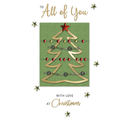 To All Of You Christmas Card Hand-Finished Embellished Tree With Gems Design
