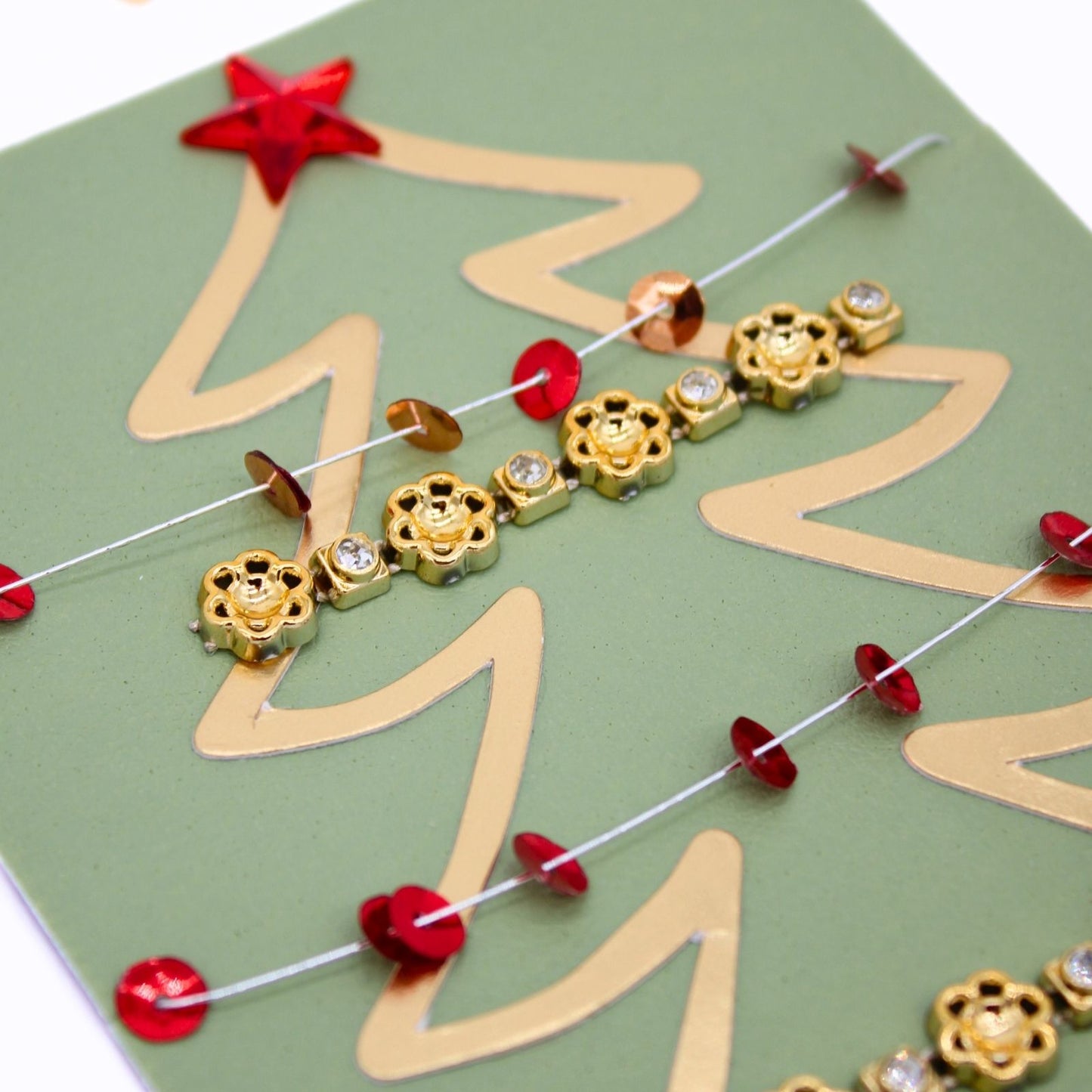 To All Of You Christmas Card Hand-Finished Embellished Tree With Gems Design
