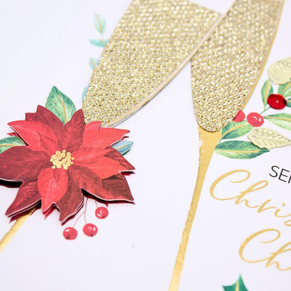 To Both Of You Christmas Card Hand-Finished Embellished Champagne Flutes Design