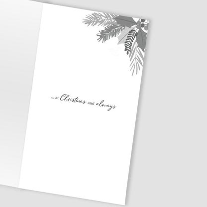 Loving Wife Christmas Card Hand-Finished Embellished Love Heart Baubles Design