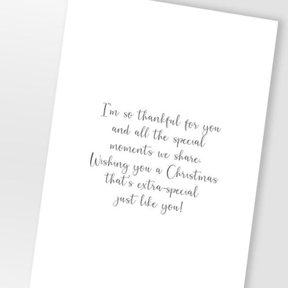 Wife Christmas Card Champagne Hand-Finished Embellished Gold Wreath Design