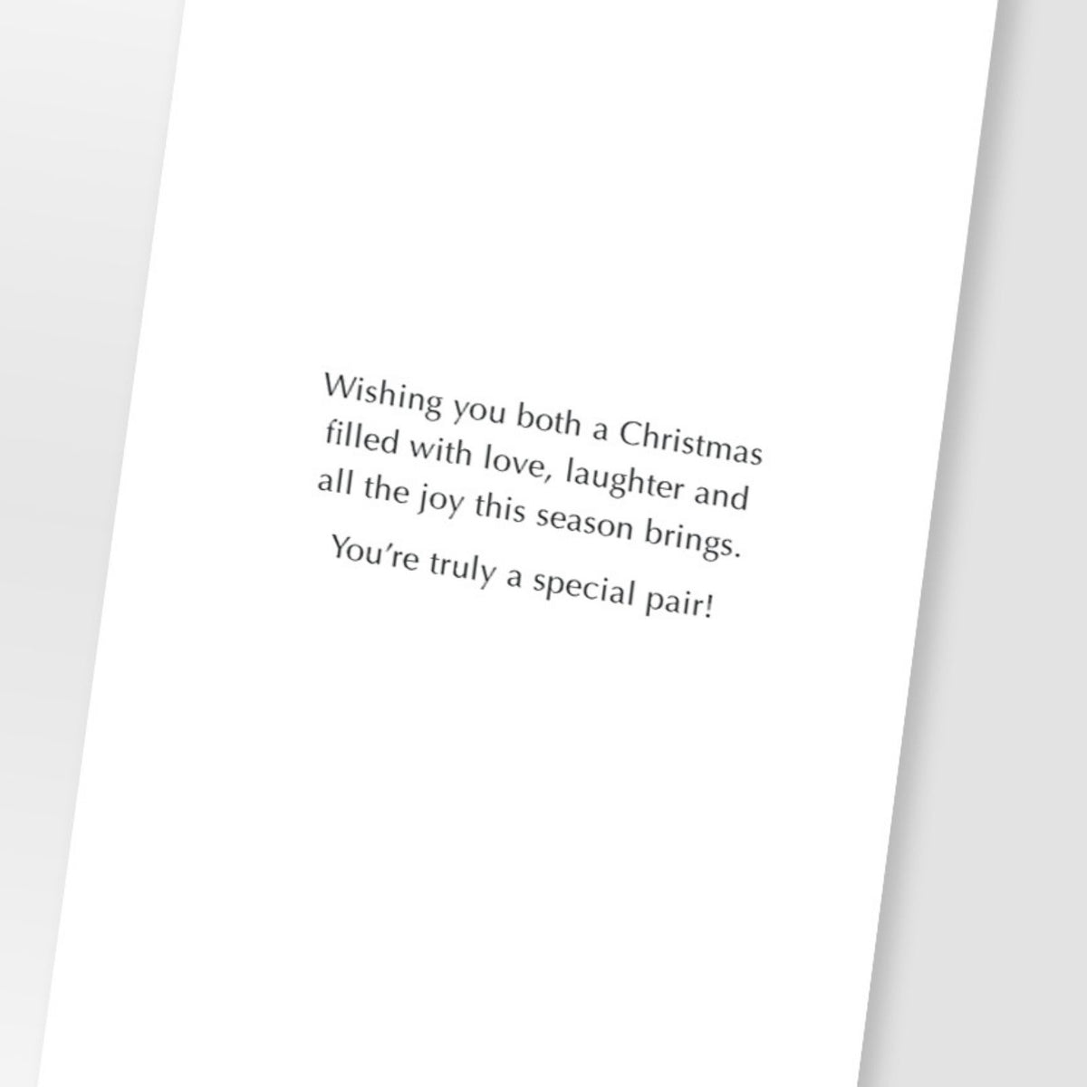 Special Couple Christmas Card Champagne Hand-Finished Embellished Baubles Design