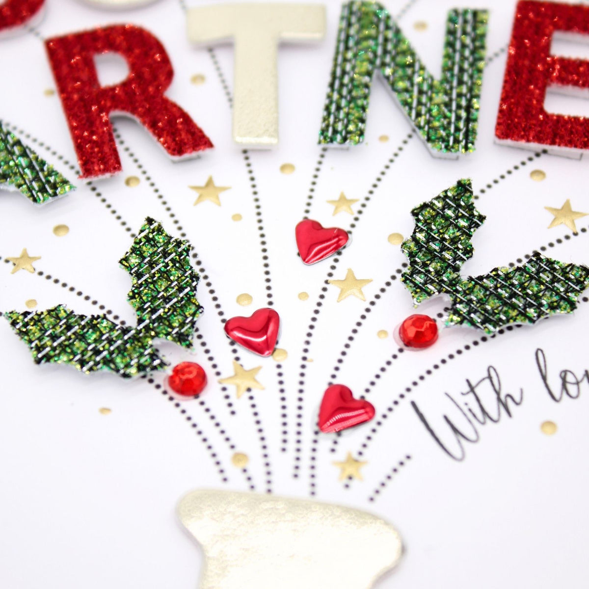 Son & His Partner Christmas Card Champagne Hand-Finished Embellished Design