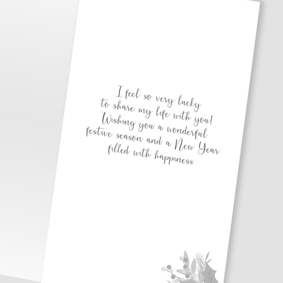 One I Love Christmas Card Champagne Hand-Finished Embellished Wreath Design