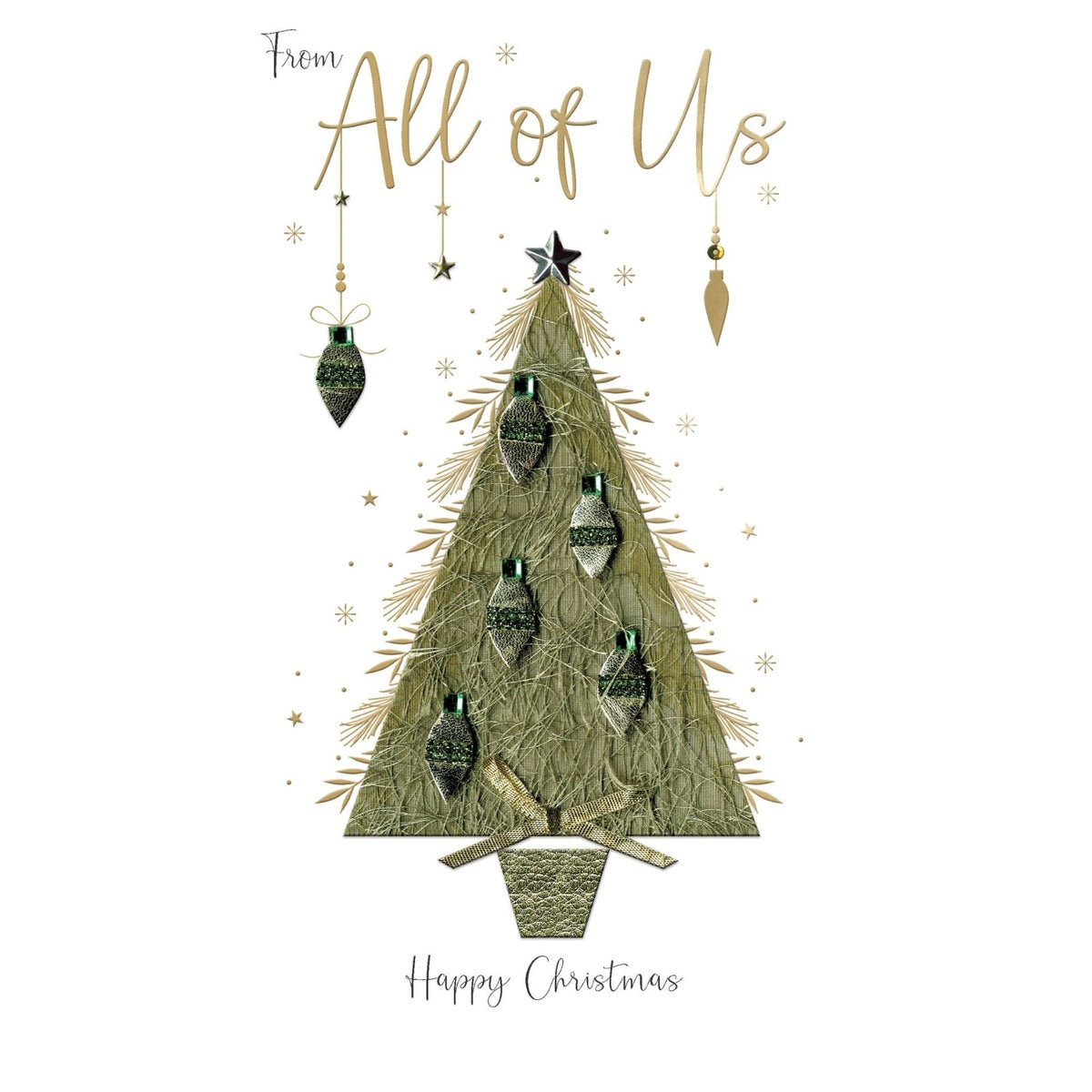 From All Of Us Christmas Card Champagne Hand-Finished Embellished Tree Design