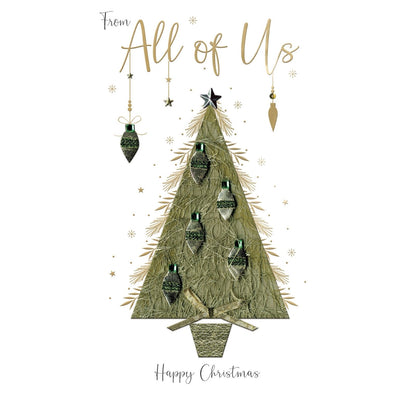 From All Of Us Christmas Card Champagne Hand-Finished Embellished Tree Design