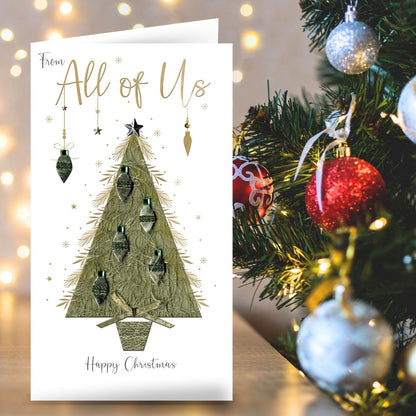 From All Of Us Christmas Card Champagne Hand-Finished Embellished Tree Design