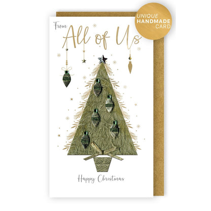 From All Of Us Christmas Card Champagne Hand-Finished Embellished Tree Design