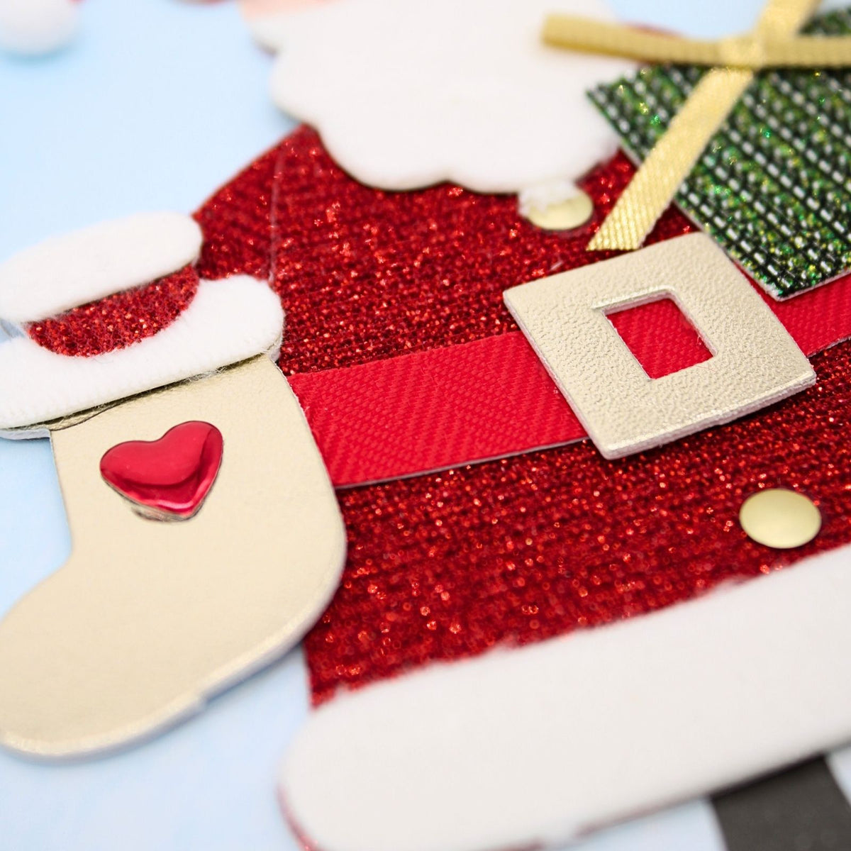 Dad Christmas Card Champagne Hand-Finished Embellished Jolly Santa Design