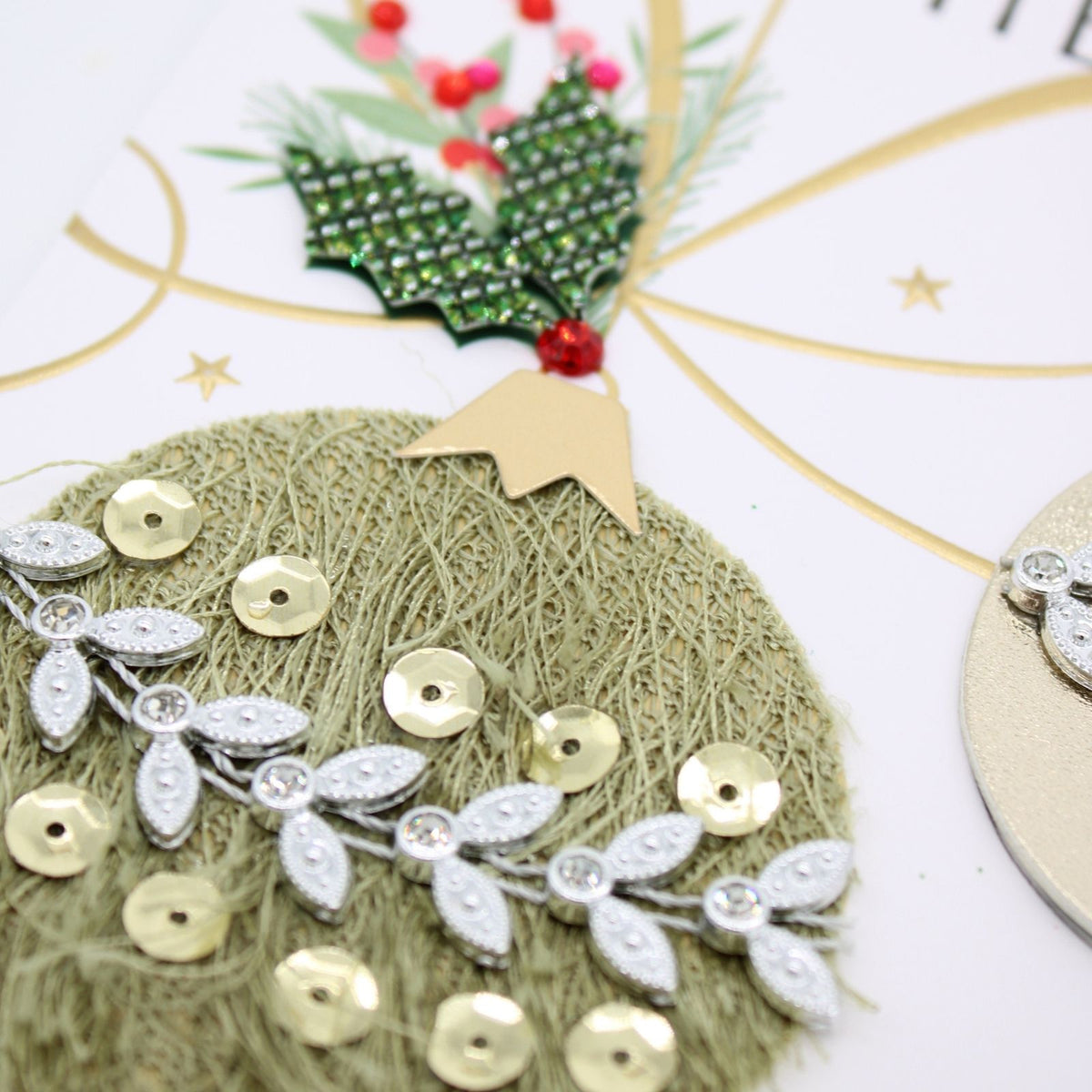 Son & Daughter-In-Law Christmas Card Champagne Hand-Finished Embellished  Design