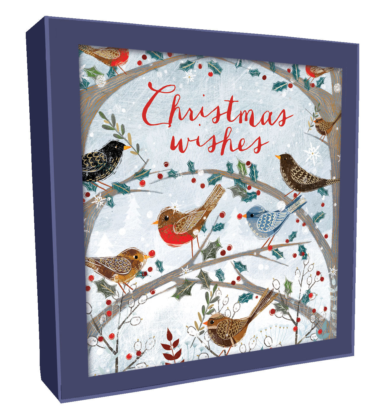 Box of 8 Foiled Birds & Festive Stag Christmas Cards