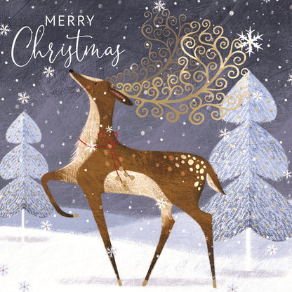 Box of 8 Foiled Birds & Festive Stag Christmas Cards