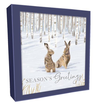 Box of 8 Foiled Xmas Hares & Pheasants Christmas Cards