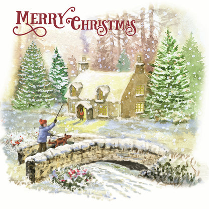 Box of 8 2 Beautiful Snowy Xmas Scenes Christmas Cards