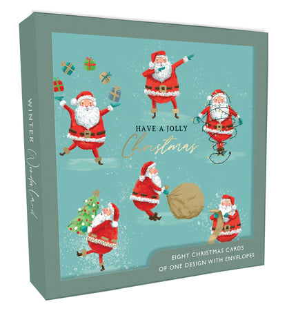 Box Of 8 Have A Jolly Christmas Santas Christmas Cards Xmas Card Boxes