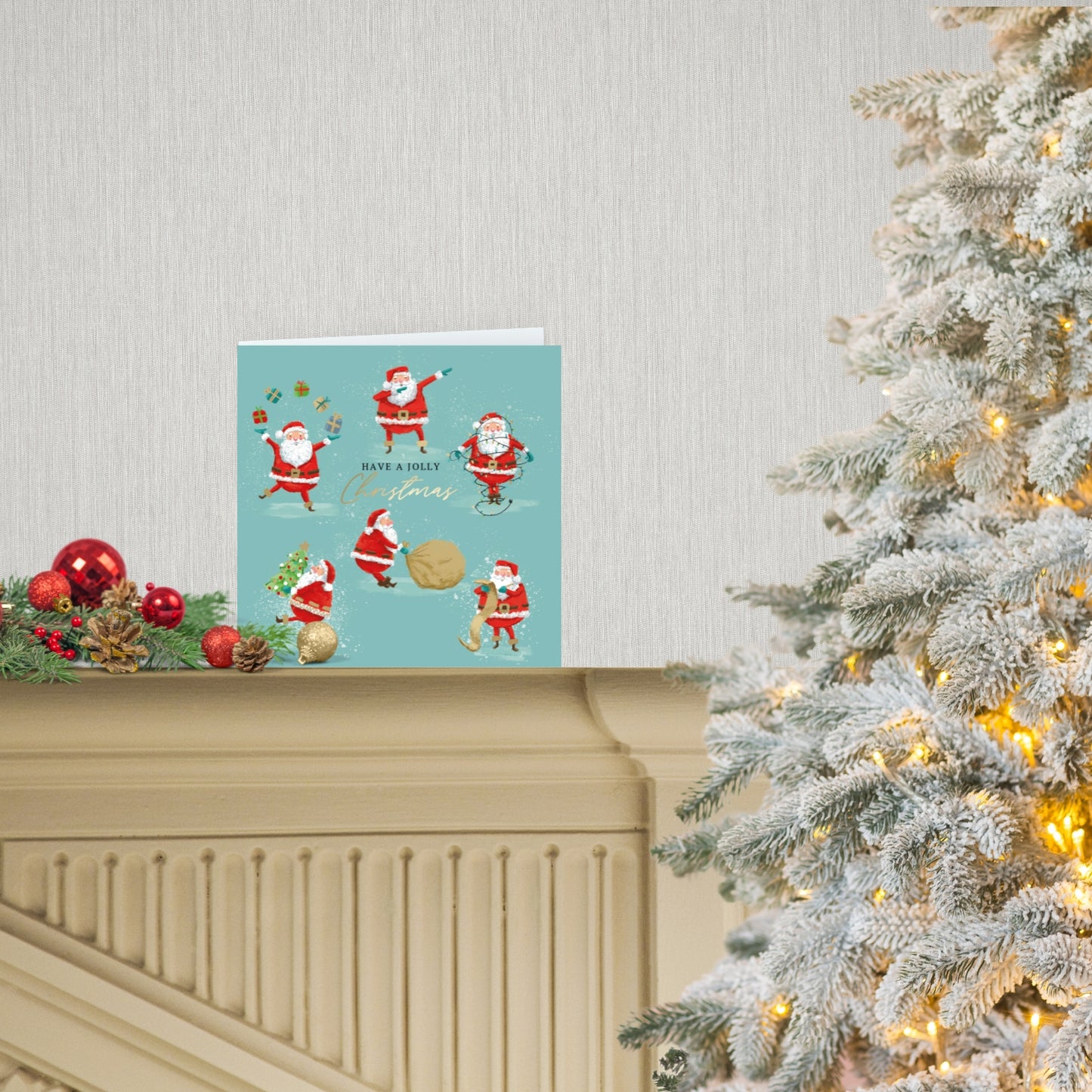Box Of 8 Have A Jolly Christmas Santas Christmas Cards Xmas Card Boxes