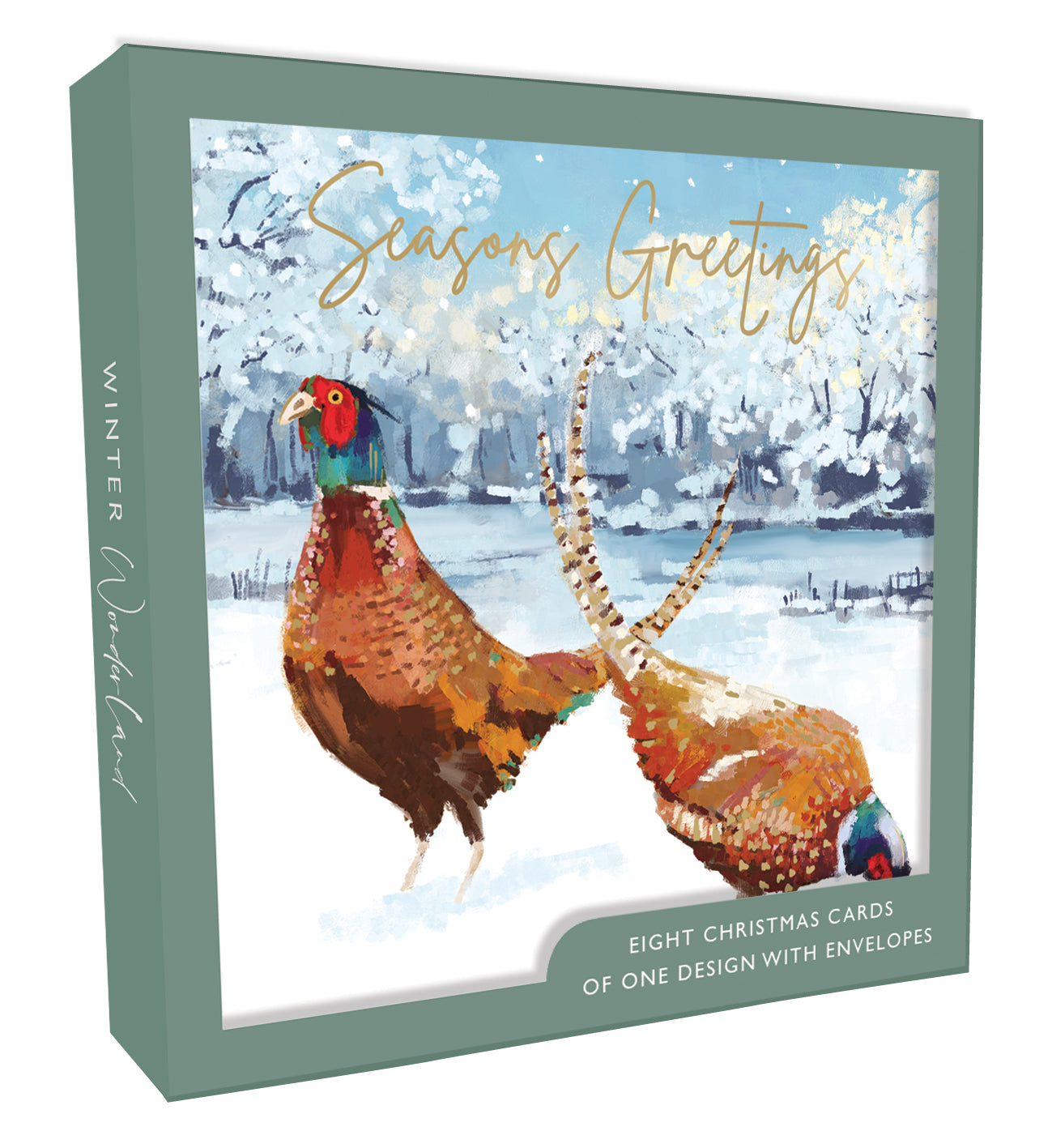 Box Of 8 Seasons Greetings Golden Pheasants Christmas Cards Xmas Card Boxes