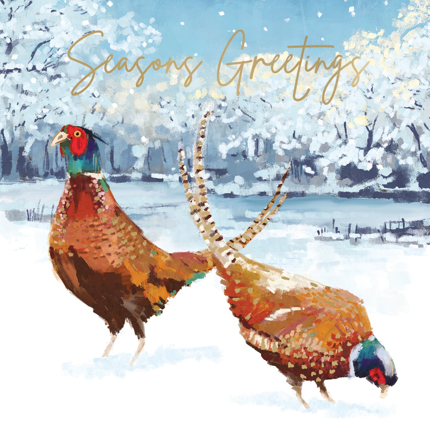 Box Of 8 Seasons Greetings Golden Pheasants Christmas Cards Xmas Card Boxes