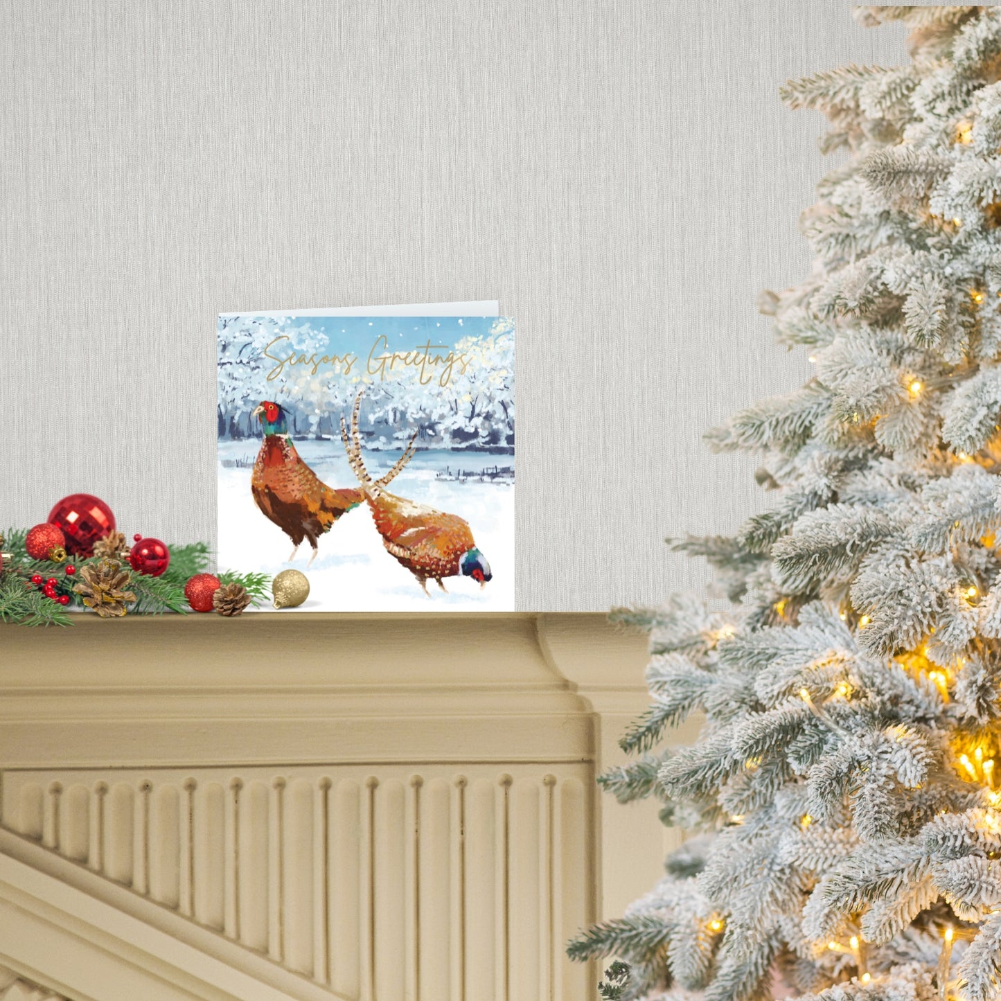 Box Of 8 Seasons Greetings Golden Pheasants Christmas Cards Xmas Card Boxes
